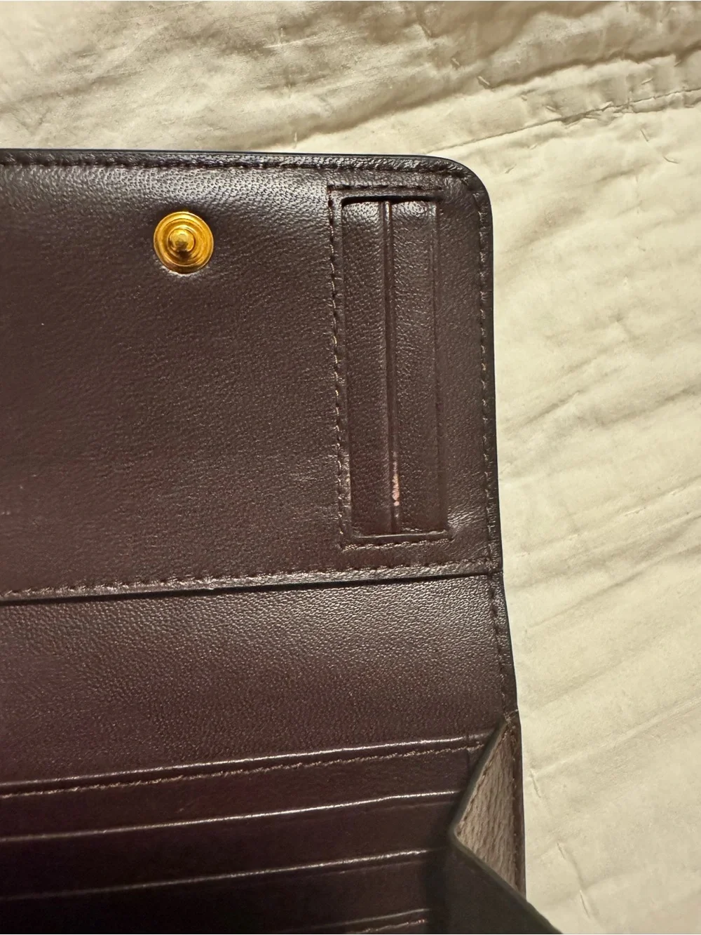 Mulberry Pebbled Leather Compact Wallet in Burgundy with Gold Logo